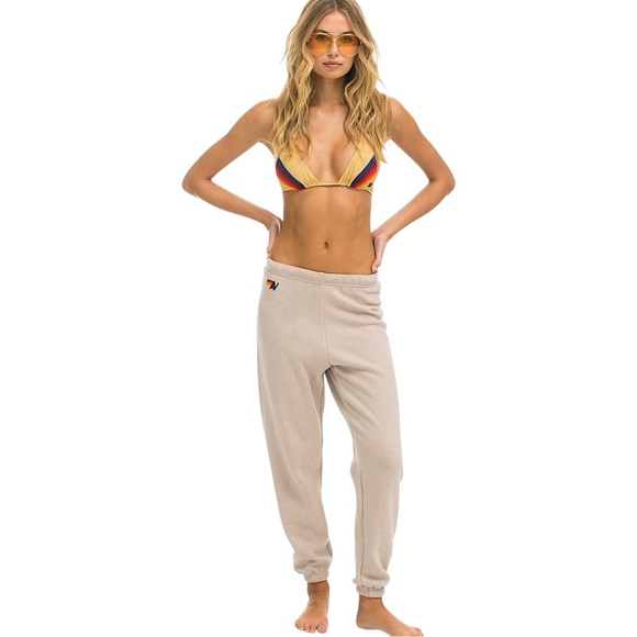 AVIATOR NATION Bolt Relaxed Crew Sweatpants in Sand // Mocha - Picture 3 of 12